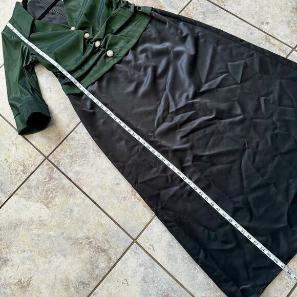 J R Nites Green Taffeta Black Satin Evening Dress 16W Mother of the Bride - Picture 6 of 15